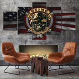 5 Piece Independence Day Festive Decor Wall Picture Skull American Flag Poster Artwork Painting Room Decor