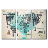 Canvas Painting Artwork Home Decor 3 Pieces Modern Canvas Printed Blue World Map Poster Wall Art Landscape Pictures