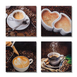 4 Piece Canvas Art Coffee Kitchen Modern Abstract Painting Wall Pictures Living Room Decoration Pictures