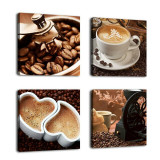 4 Piece Canvas Art Coffee Kitchen Modern Abstract Painting Wall Pictures Living Room Decoration Pictures