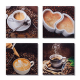 4 Piece Canvas Art Coffee Kitchen Modern Abstract Painting Wall Pictures Living Room Decoration Pictures