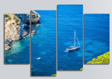 4 Piece Wall Art Sea Boat Picture Printed Canvas Art Oil Painting Home Decor Modular Painting Blue Tableau