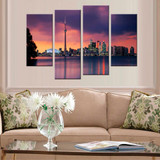 Wall Art Painting Modular Pictures 4 Piece City Night Landscape Home Decor HD Printed Modern Canvas