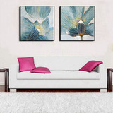 Newest Acrylic Painting 2 Panels Flowers Canvas Wall Decor Art Modern Hand Painted Oil Painting Blue Flower