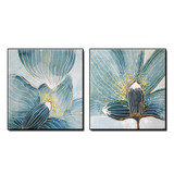 Newest Acrylic Painting 2 Panels Flowers Canvas Wall Decor Art Modern Hand Painted Oil Painting Blue Flower