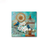 Modern Home Decoration 2 Panel European Style Retro Peacock Flower Canvas Painting Wall Art Picture