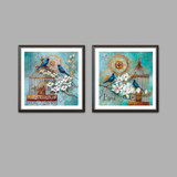 Modern Home Decoration 2 Panel European Style Retro Peacock Flower Canvas Painting Wall Art Picture