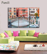 3 Panels Canvas Wall Art Wall Decor Home Decoration Seaside Castle Nature Canvas Paintings Venice Print Art