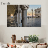3 Panels Canvas Wall Art Wall Decor Home Decoration Seaside Castle Nature Canvas Paintings Venice Print Art