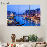 3 Panels Canvas Wall Art Wall Decor Home Decoration Seaside Castle Nature Canvas Paintings Venice Print Art