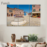 3 Panels Canvas Wall Art Wall Decor Home Decoration Seaside Castle Nature Canvas Paintings Venice Print Art