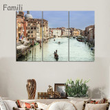 3 Panels Canvas Wall Art Wall Decor Home Decoration Seaside Castle Nature Canvas Paintings Venice Print Art
