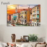3 Panels Canvas Wall Art Wall Decor Home Decoration Seaside Castle Nature Canvas Paintings Venice Print Art