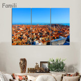 3 Panels Canvas Wall Art Wall Decor Home Decoration Seaside Castle Nature Canvas Paintings Venice Print Art