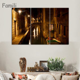 3 Panels Canvas Wall Art Wall Decor Home Decoration Seaside Castle Nature Canvas Paintings Venice Print Art