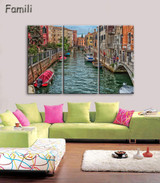 3 Panels Canvas Wall Art Wall Decor Home Decoration Seaside Castle Nature Canvas Paintings Venice Print Art