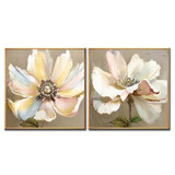 Hand-Painted 2 Panel Lotus Flower Art Oil Painting Canvas Wall Art Home Wall Large Flower Art Wall Decor
