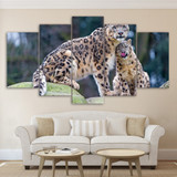 5 Piece Canvas Art Leopard Pair Posters Modern Wall Pictures Living Room Painting