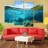 4 Piece Canvas Art Painting Tropical Diving HD Printed Wall Art Home Decor Poster Wall Pictures Living Room