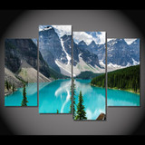 4 Piece Canvas Painting Snow Mountain River HD Printed Art Prints Wall Home Decor Poster Pictures Living Room