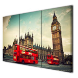 3 Panels Canvas Art Red Bus City Buildings Home Decor Wall Art Painting Canvas Prints Pictures Living Room Poster