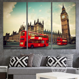 3 Panels Canvas Art Red Bus City Buildings Home Decor Wall Art Painting Canvas Prints Pictures Living Room Poster
