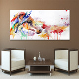 1 Panel Horses Colorful Watercolor Horse Canvas Painting Print On Canvas Wall Art Modular Pictures Home Decor
