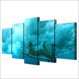 HD Printed 5 Piece Canvas Art Surfboard Surfing Girl Wave Paintings Wall Art Home Decoration