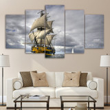 5 Piece Canvas Art HD Print Home Decor Sea Ship Art Paintings Living Room Wall Poster Picture