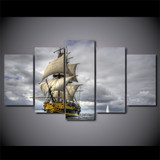 5 Piece Canvas Art HD Print Home Decor Sea Ship Art Paintings Living Room Wall Poster Picture