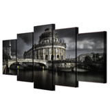 HD 5 Piece Canvas Printed Castle Lake Painting Canvas Print Room Decor Wall Art Poster HD 5 Piece Canvas Printed Castle Lake Painting Canvas Print Room Decor Wall Art Poster