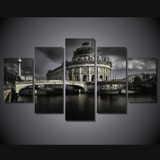 HD 5 Piece Canvas Printed Castle Lake Painting Canvas Print Room Decor Wall Art Poster HD 5 Piece Canvas Printed Castle Lake Painting Canvas Print Room Decor Wall Art Poster