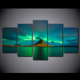 5 Pieces Canvas Paintings Printed Iceland Aurora Wall Art Print Art Paintings Home Decoration