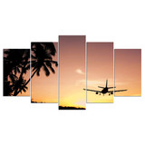 5 Piece Canvas Art HD Print Home Decor Seascape Painting Airplane Sunset Wall Picture Living Room