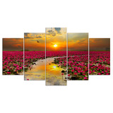 5 Panel Painting Canvas Wall Art Picture Flower Sea Home Decoration Living Room Canvas Print Painting