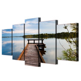 HD Printed 5 Piece Canvas Art Picture Living Room Decoration Lake Forest Wooden Bridge Wall