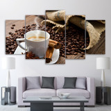 5 Pieces Canvas Painting Arabica Coffee Beans Drink HD Wall Art Canvas Prints Home Decoration