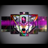 HD Printed 5 Piece Canvas Art Abstract Stars Wolf Painting Modular Wall Pictures Living Room