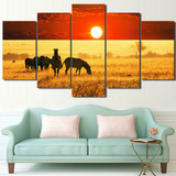 Modular Canvas HD Prints Poster Home Decor Wall Art Pictures 5 Pieces Horse Prairie Scenery Landscape