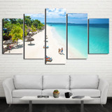 HD Printed 5 Piece Canvas Art Tropical Beach Painting Blue Sea Wall Pictures Living Room Home Decor
