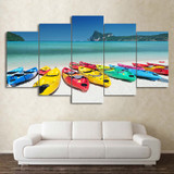 HD Printed 5 Piece Canvas Art Sea Beach Boats Painting Seascape Wall Pictures Room Modern