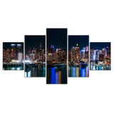 5 Piece Canvas Painting Night View City Space Pictures Art Wall Home Decoration Living Room HD