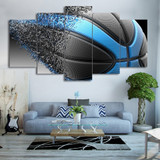 HD Printed 5 Piece Canvas Art Basketball Disintegration Painting Wall Pictures Living Room Decor