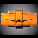 HD Printed 5 Pieces Canvas Art Painting Sunset Airplane Take Off Poster Wall Pictures Home Decoration