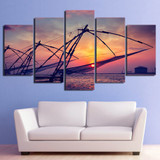HD Printed 5 Piece Canvas Art Dusk Bay Sailing Boats Painting Wall Pictures Living Room