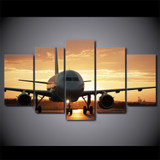 HD Printed 5 Piece Canvas Art Golden Sunset Painting Wall Airplane Posters Home Living