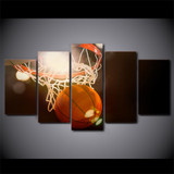 HD Printed 5 Piece Canvas Art Basketball Circle Painting Ball Game Wall Pictures Living Room Modern