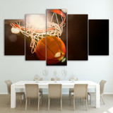 HD Printed 5 Piece Canvas Art Basketball Circle Painting Ball Game Wall Pictures Living Room Modern