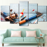 HD Printed 5 Piece Canvas Art Fishing Hooks Painting Vintage Modular Wall Pictures Living Room