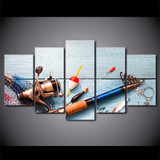 HD Printed 5 Piece Canvas Art Fishing Hooks Painting Vintage Modular Wall Pictures Living Room